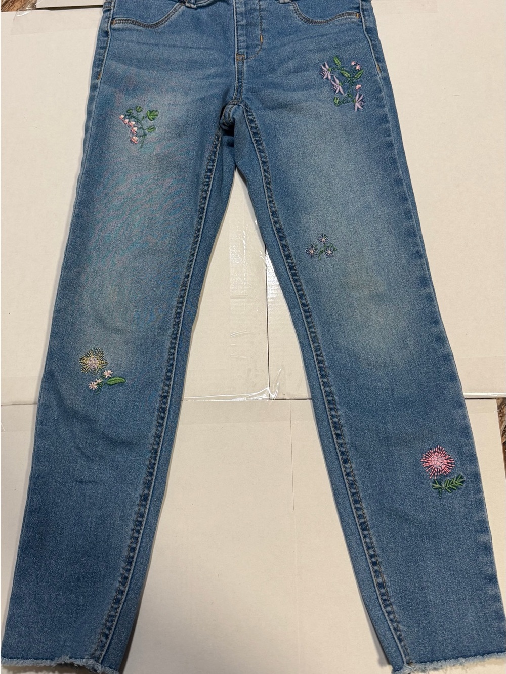 wonder nation Blue Embroidered Floral Girls' Jeans